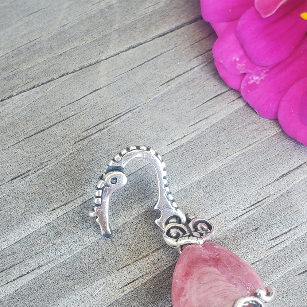 Sterling Silver Pink Rhodonite Reversible Enhancer Pendant - Picture 8 of 11
